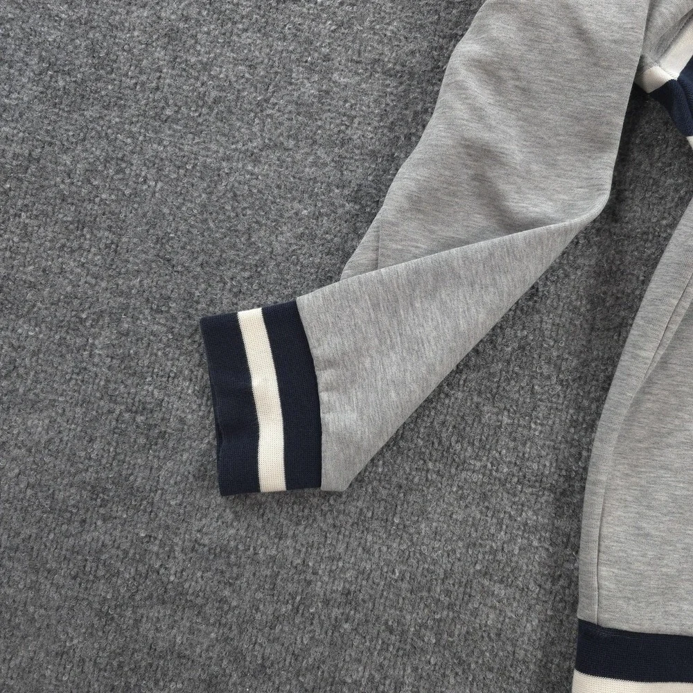 Polo Ralph Lauren Hoodie Mens Medium Gray Spellout Logo Pullover Stripe Stretch